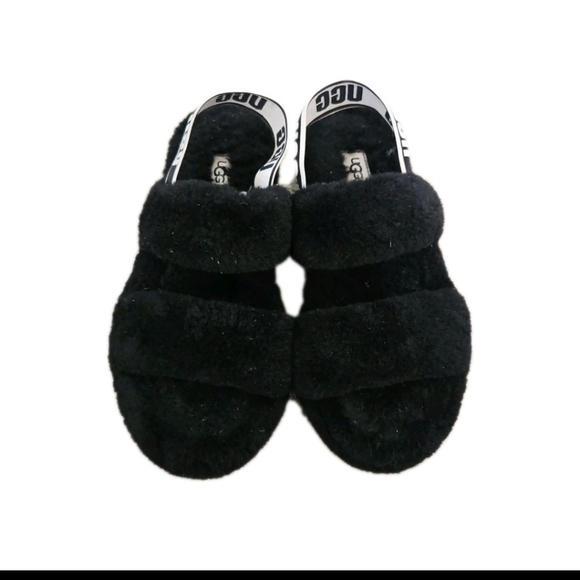 Ugg Womens Black Oh Yeah Shearling Warm Indoor Outdoor Fuzzy Sandals 8 main image 7